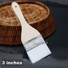 (2pcs/lot) 3 inches big size food grade wool oil BBQ grill baking spatula nylon brush wooden handle for bakeware cooking tools 2024 - buy cheap