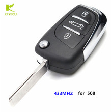 Keyecu chave remota para peugeot 433, com 3 botões 508 mhz, eletrônica id46 2024 - compre barato