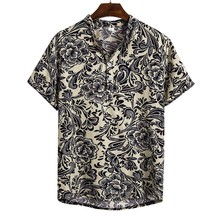 Mens shirt Camisa Casual Hawaiian Printing Short sleeve Mens shirt Streetwear Ethnic Cotton Linen Blouse camisa social masculina 2024 - buy cheap