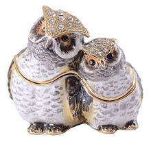 owl bejeweled jewelry gold animal trinket box metal vintage decoration box Rings Box Earring/Pendant Box 2024 - buy cheap