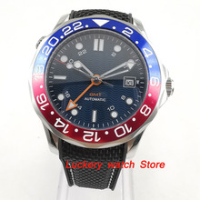 Cristal saphire luminoso de 41mm sin logotipo, esfera azul, bisel azul y rojo, movimiento automático GMT, watch-BA104 para hombre 2024 - compra barato