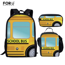 FORUDESIGNS School Bus Kid School Backpack Children School Bags Set for Girls Boys Student Daily Backpack Mochila Infantil 2024 - buy cheap