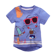 Camiseta de algodón con dibujos animados para niños y niñas, ropa de verano de 18 Months-6T, estilo europeo 2024 - compra barato