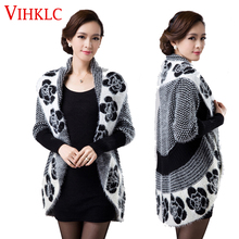 2021 Spring Autumn Women Korean Fashion Flower Mohair Knit Shawl Cardigan Sweater Jacket Medium Long Sweaters Plus Size 3XL G413 2024 - buy cheap