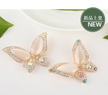 Frete grátis broche de borboleta da moda, broches de pino de opala de alta qualidade para mulheres, broche de cristal buquê de presentes 2024 - compre barato