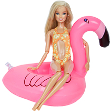2 шт./лот = 1 летний купальный костюм, пляжный бикини + 1 розовое спасательное кольцо, Одежда для куклы Барби, аксессуары для детской игрушки 2024 - купить недорого