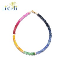 Lii ji natural pedra preciosa safira rubi esmeralda 925 prata esterlina 18k banhado a ouro/9k gf pulseira 2024 - compre barato