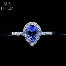 HELON горячая Распродажа женское Ювелирное кольцо 1.1ct танзанит и натуральные бриллианты, однотонное 14k белое золото, Свадебное обручальное кольцо, красивое кольцо 2024 - купить недорого