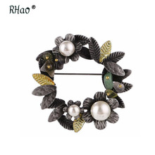 Vintage Flower Brooches With Stone Imitation Pearl Pins Brooch Pendant for Women Dress Accessories 2024 - buy cheap