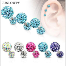 JUNLOWPY Surgical Steel 16G Tragus Cartilage Helix Earring With Disco Ball Ear Stud Piercing Body Jewelry Womens Mens 2024 - buy cheap