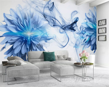 Beibehang-papel tapiz interior moderno con personalidad, papel tapiz abstracto simple, humo, flores azules, para dormitorio y sala de estar 2024 - compra barato