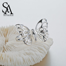 SA SILVERAGE 925 Sterling Silver Butterfly Rings Sets for Women Fine Jewelry Double Fingers Rings Trendy Gift Girls Fashion Ring 2024 - buy cheap