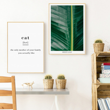 Modern Nordic Tropical Green Plants Cat English Phrase Canvas Decorative Painting Print Art Picture Poster Wall Home Decor Mural 2024 - buy cheap