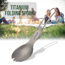 Lixada Folding Titanium Spoon Fork Lightweight Outdoor Titanium Tableware Dinner Spork Flatware Camping Cookware Travel Picnic 2024 - buy cheap