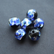 10pcs/Lot  Luminous Lampwork Beads Handmade 12mm Lampwork Glass Foil Beads Sky blue for jewelry  Making 2024 - buy cheap