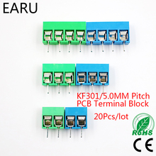 Conector de KF301-5.0-2P de tornillo recto, de paso de KF301-4P KF301-3P, 5,0mm, 2P, 3P, 4P, color azul y verde, 20 unids/lote 2024 - compra barato