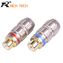 2Pcs/1Pair Luxury Nickle Plated RCA Connector Gold plated RCA Jack Socket audio adapter blue&red in 1pair speaker plug 2024 - buy cheap