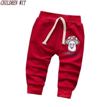 CHILDREN WIT Spring New Baby Girls Pants 1 Piece Cotton Cartoon Mushrooms Korea Harlan Baby Pants 0-3 Year Baby Boys Pants 2024 - buy cheap