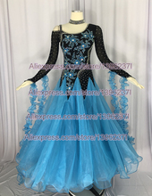 Vestido de baile de Salón Estándar para mujer, falda de vals de Flamenco azul cielo de alta calidad, de competición, 2021 2024 - compra barato