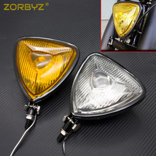 ZORBYZ Motorcycle Triangle Headlight Lamp Black Flat Back For Harley Honda Kawasaki Suzuki 2024 - buy cheap