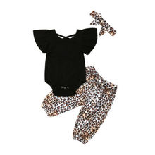 3M-3Years 3PCS Newborn Baby Girls Clothes Fly-Sleeve Tops+Leopard Long Pants Outfit Set 2024 - buy cheap