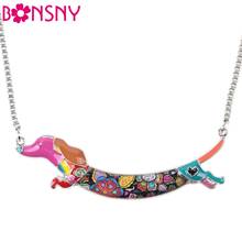 Bonsny Statement Metal Alloy Dachshund Dog Choker Necklace Chain Collar Pendant Enamel Animal Jewelry For Women Charms Gifts 2024 - buy cheap