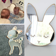 Children Cartoon Decorative Mirror Bathroom Baby Room Rabbit Star Wood Acrylic Mirror Frame Creative Home Art Wall Decorations 2024 - buy cheap