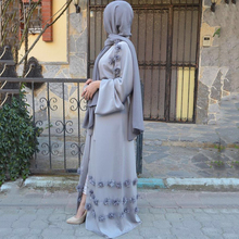 Elegant Floral Full Dress Appliques Abaya Cardigan Kimono Long Robe Gowns Tunic Jubah Middle East Ramadan Arab Islamic Clothing 2024 - buy cheap