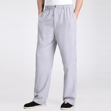New Arrival Gray Chinese Men's Kung Fu Trousers Cotton Linen Pants Clothing Size S M L XL XXL XXXL  2350 2024 - buy cheap