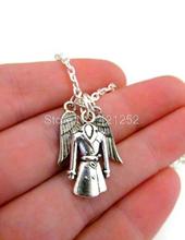 12pcs/lot Supernatural Castiel inspired Necklace with Tiny Wings & Trenchcoat 2024 - buy cheap