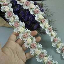 1 yard White Micro Fiber Flower Embroidered Fabric Lace Trim Ribbon Handmade Sewing Supplies Craft For Costume Decoration Hot 2024 - buy cheap