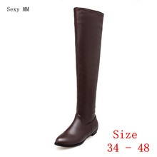 Spring Autumn Shoes Woman Flat Over the Knee Boots Women Flats Thigh High Long Boots Plus Size 34-40 41 42 43 44 45 46 47 48 2024 - buy cheap