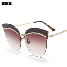 HBK Vintage Cat Eye Women Sunglasses Lady Fashion Brand Desinger Mirror Flat Lens Sun Glasses Female UV400 lentes de sol 2024 - buy cheap