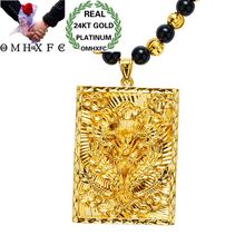 MHXFC europea al por mayor de moda de hombre boda fiesta regalo Vintage Dragón cuenta rectangular Real 18KT COLLAR COLGANTE de oro NL172 2024 - compra barato