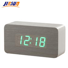 Jinsun relógio eletrônico de mesa, melhor, de madeira, led, controle de som digital, de cabeceira, números grandes 2024 - compre barato