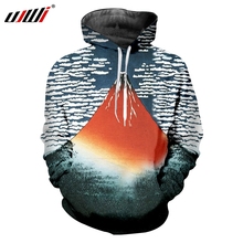 UJWI 2018 Japan Ukiyo-e Man Stripes Hoodies 3D Red Volcano Pullover Printed Harajuku Mens Fashion Casual Tops 2024 - buy cheap