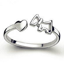 Anel de prata esterlina 925 para mulheres, anel de dedo feminino fofo de cachorro sem desbotar, presente de aniversário por atacado 2024 - compre barato