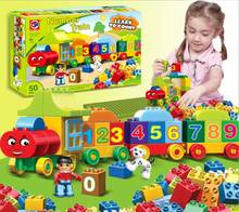 50pcs Large particles Numbers Train Building Blocks Bricks Educational Baby City Toys Compatible With  Duplo 2024 - buy cheap