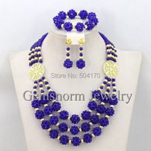 Luxury Dubai Gold Jewelry Set Crystal Beads Necklace Jewelry Set Chunky Bib Statement Necklace Set Free Shipping GS876 2024 - buy cheap