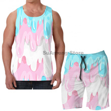 Camisetas sin mangas con estampado divertido para hombre y mujer, conjunto de pantalones cortos de playa, chaleco sin mangas para fitness, para verano 2024 - compra barato