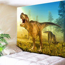 Tapeçaria de parede para decoração de casa, ensolarado, floresta, dinossauro, hippie, pendurado, animal, decoração, tapeçaria de cabeceira, pano de fundo 230x150cm 2024 - compre barato