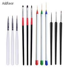 AddFavor 3Pc Nail Art Design Painting Brush Pen Set UV Gel DIY Nail Art Pen Carving Brush Fine Head Drawing Lining Nail Brushes 2024 - buy cheap