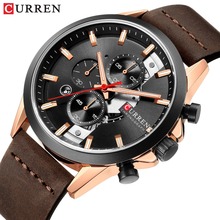 CURREN-reloj deportivo de cuero para hombre, cronógrafo militar, de cuarzo, Masculino 2024 - compra barato