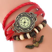 Gnova Platinum  Indian Ethnic Bracelet Watch  Angle Wing Charm Vintage Watch Genuine Leather Wristwatch Girl Fashion 2024 - buy cheap