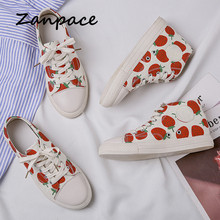 Zanpace Flat Shoes Women Casual Strawberry White Ladies Shoes Canvas Flat Platform Sneakers 2019 Retro Shallow Zapatos De Mujer 2024 - buy cheap