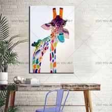Casa decoração 100% artesanal abstrato animal 2 girafas mãe amor pintura a óleo na lona arte da parede fotos para o quarto sala de estar 2024 - compre barato