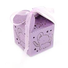 Candy Boxes With Ribbon Wedding Event Party Supplies 1pcs Elephant Laser Favors Box Gifts Cut Hollow Carriage Baby Shower 2024 - buy cheap