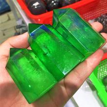 1 Uds cristal Natural cuarzo raro y hermoso halo verde titanio cuarzo Pilar cristal varita mineral curación halo espécimen 2024 - compra barato