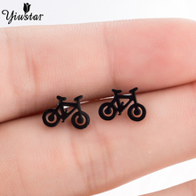 Yiustar Simple Elegant Cute Charming Sweet Bike Earrings Graceful Stainless Steel Studs Ear For Women Girls Decoration Jewelry 2024 - buy cheap