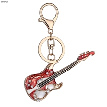 Guitarra de cristal de alta calidad para hombre y mujer, llavero de coche, accesorios de encanto de negocios, el mejor regalo, joyería, K1920 2024 - compra barato